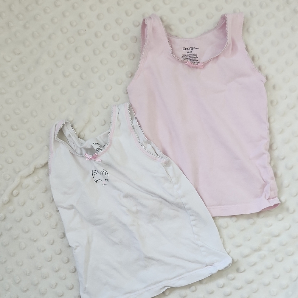 George Girls Pink & White Undershirt Set with Caticorn Detail
